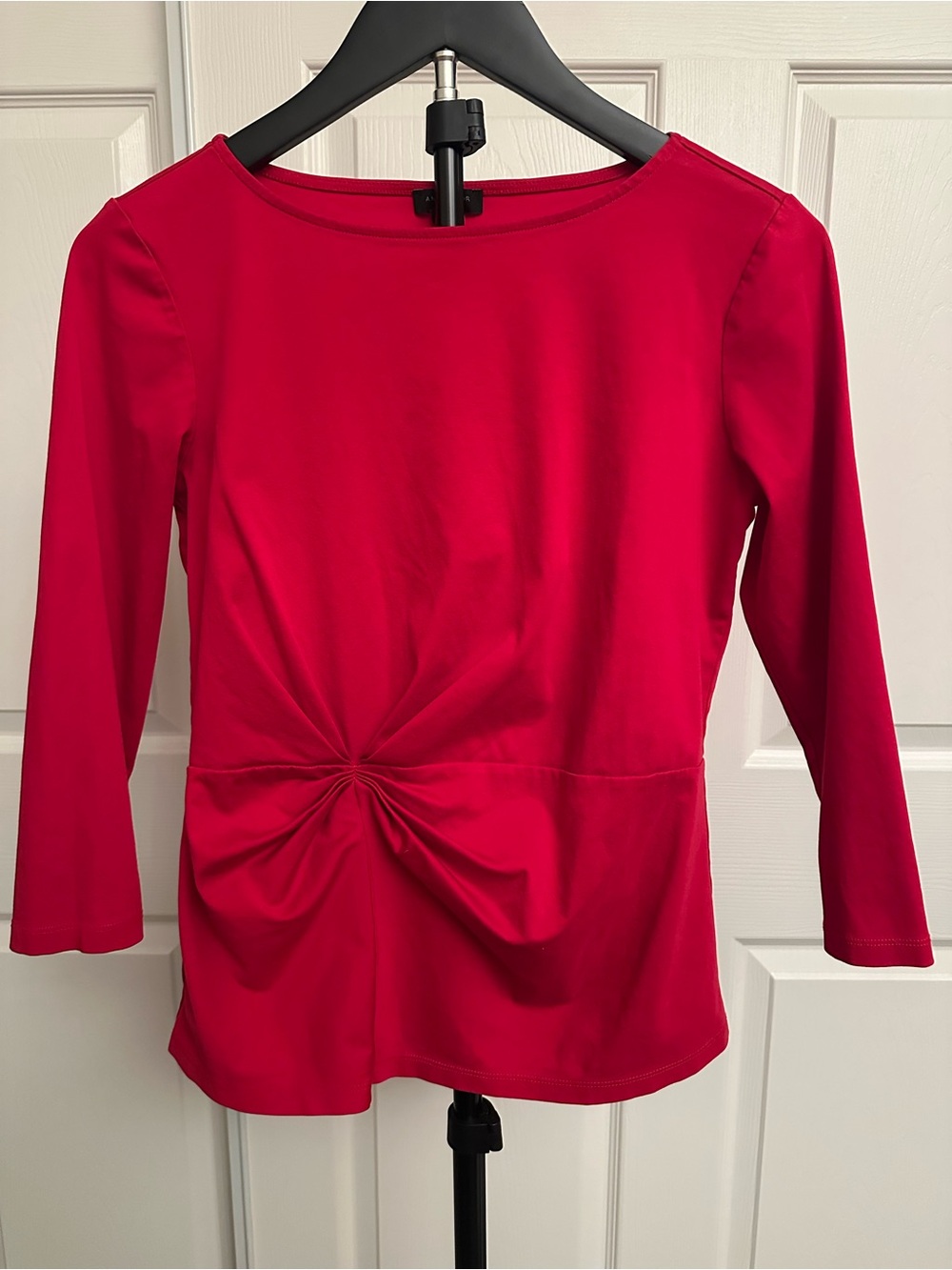 Ann Taylor Red Long Sleeve Twist-Front Top